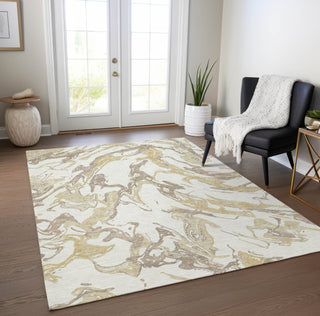 Piper Looms Chantille Abstract ACN1035 Ivory Machine Washable Area Rug Lifestyle Image Feature