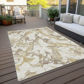 Piper Looms Chantille Abstract ACN1035 Ivory Machine Washable Area Rug Outdoor Lifestyle Image Feature