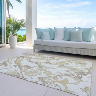 Piper Looms Chantille Abstract ACN1035 Ivory Machine Washable Area Rug Outdoor Lifestyle Image Feature