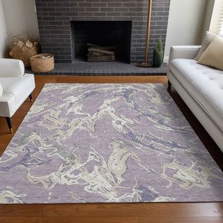Piper Looms Chantille Abstract ACN1035 Lavender Machine Washable Area Rug Lifestyle Image Feature