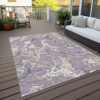 Piper Looms Chantille Abstract ACN1035 Lavender Machine Washable Area Rug Outdoor Lifestyle Image Feature