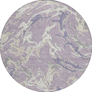Piper Looms Chantille Abstract ACN1035 Lavender Machine Washable Area Rug Round Main Image