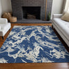 Piper Looms Chantille Abstract ACN1035 Navy Machine Washable Area Rug Lifestyle Image Feature