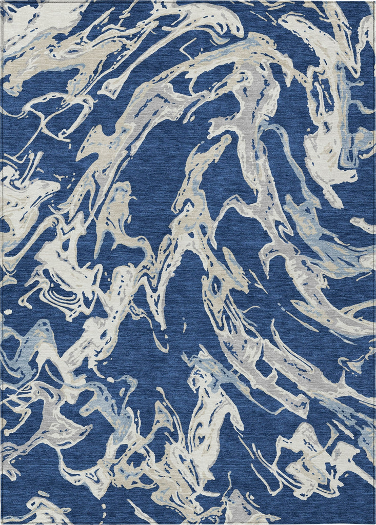 Piper Looms Chantille Abstract ACN1035 Navy Machine Washable Area Rug main image