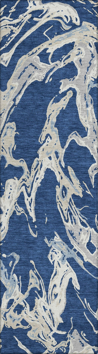 Piper Looms Chantille Abstract ACN1035 Navy Machine Washable Area Rug Runner Main Image