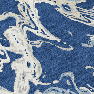 Piper Looms Chantille Abstract ACN1035 Navy Machine Washable Area Rug Swatch Image