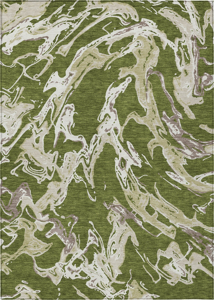 Piper Looms Chantille Abstract ACN1035 Olive Machine Washable Area Rug main image