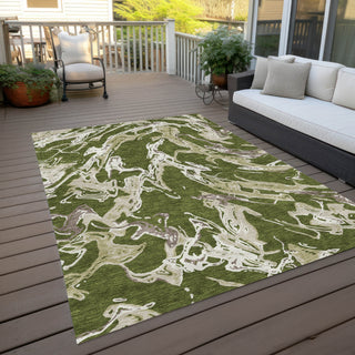 Piper Looms Chantille Abstract ACN1035 Olive Machine Washable Area Rug Outdoor Lifestyle Image Feature