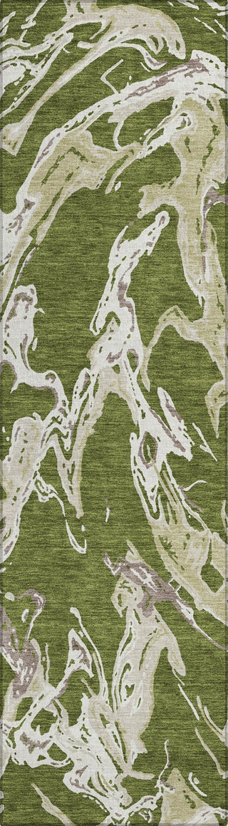 Piper Looms Chantille Abstract ACN1035 Olive Machine Washable Area Rug Runner Main Image