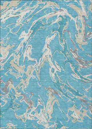 Piper Looms Chantille Abstract ACN1035 Teal Machine Washable Area Rug main image