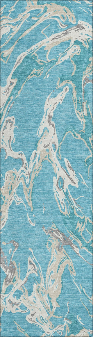 Piper Looms Chantille Abstract ACN1035 Teal Machine Washable Area Rug Runner Main Image