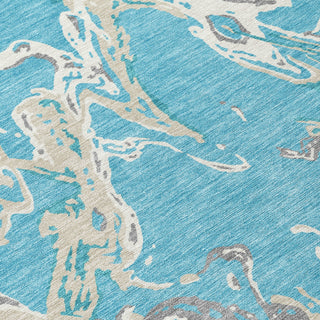 Piper Looms Chantille Abstract ACN1035 Teal Machine Washable Area Rug Swatch Image