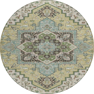 Piper Looms Chantille Oriental ACN1036 Beige Machine Washable Area Rug Round Main Image