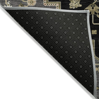 Piper Looms Chantille Oriental ACN1036 Black Machine Washable Area Rug Backing Image