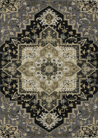 Piper Looms Chantille Oriental ACN1036 Black Machine Washable Area Rug main image