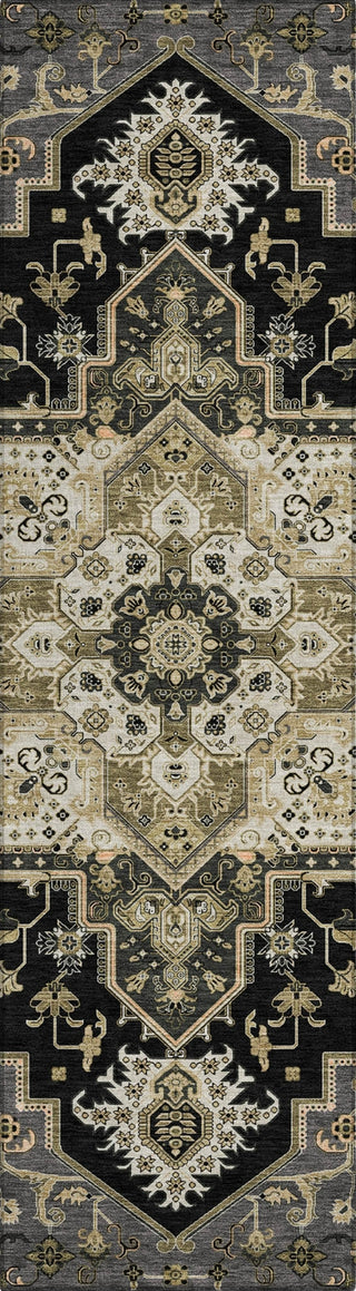 Piper Looms Chantille Oriental ACN1036 Black Machine Washable Area Rug Runner Main Image