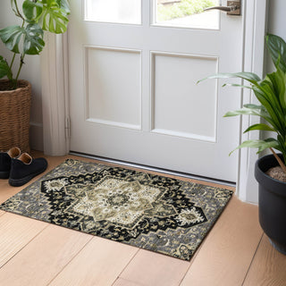Piper Looms Chantille Oriental ACN1036 Black Machine Washable Area Rug Scatter Lifestyle Image Feature