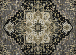 Piper Looms Chantille Oriental ACN1036 Black Machine Washable Area Rug Scatter Main Image