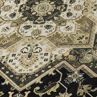 Piper Looms Chantille Oriental ACN1036 Black Machine Washable Area Rug Swatch Image