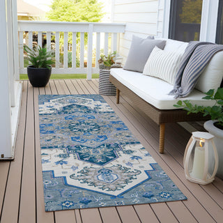 Piper Looms Chantille Oriental ACN1036 Blue Machine Washable Area Rug Runner Outdoor Lifestyle Image Feature