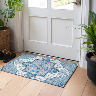 Piper Looms Chantille Oriental ACN1036 Blue Machine Washable Area Rug Scatter Lifestyle Image Feature