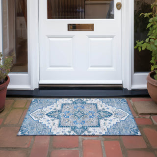 Piper Looms Chantille Oriental ACN1036 Blue Machine Washable Area Rug Scatter Outdoor Lifestyle Image Feature