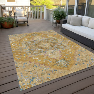 Piper Looms Chantille Oriental ACN1036 Gold Machine Washable Area Rug Outdoor Lifestyle Image Feature