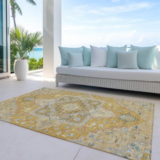 Piper Looms Chantille Oriental ACN1036 Gold Machine Washable Area Rug Outdoor Lifestyle Image Feature