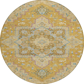 Piper Looms Chantille Oriental ACN1036 Gold Machine Washable Area Rug Round Main Image