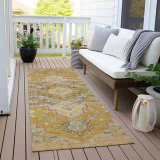 Piper Looms Chantille Oriental ACN1036 Gold Machine Washable Area Rug Runner Outdoor Lifestyle Image Feature