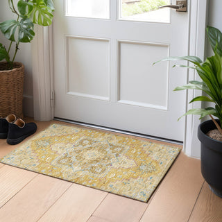 Piper Looms Chantille Oriental ACN1036 Gold Machine Washable Area Rug Scatter Lifestyle Image Feature