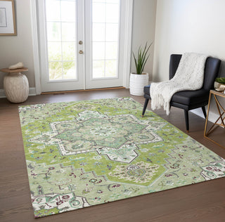 Piper Looms Chantille Oriental ACN1036 Green Machine Washable Area Rug Lifestyle Image Feature