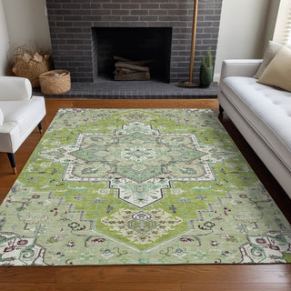 Piper Looms Chantille Oriental ACN1036 Green Machine Washable Area Rug Lifestyle Image Feature