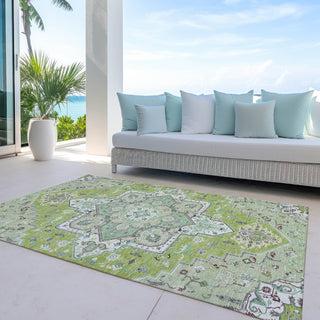 Piper Looms Chantille Oriental ACN1036 Green Machine Washable Area Rug Outdoor Lifestyle Image Feature