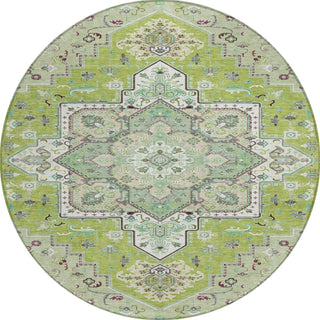 Piper Looms Chantille Oriental ACN1036 Green Machine Washable Area Rug Round Main Image