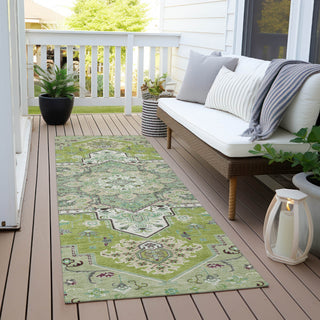 Piper Looms Chantille Oriental ACN1036 Green Machine Washable Area Rug Runner Outdoor Lifestyle Image Feature