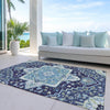 Piper Looms Chantille Oriental ACN1036 Navy Machine Washable Area Rug Outdoor Lifestyle Image Feature