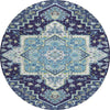Piper Looms Chantille Oriental ACN1036 Navy Machine Washable Area Rug Round Main Image
