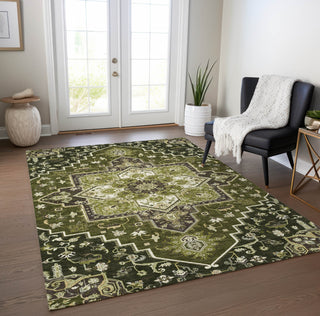Piper Looms Chantille Oriental ACN1036 Olive Machine Washable Area Rug Lifestyle Image Feature