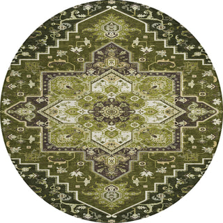 Piper Looms Chantille Oriental ACN1036 Olive Machine Washable Area Rug Round Main Image