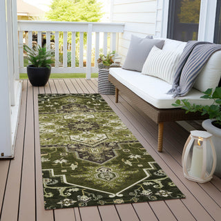 Piper Looms Chantille Oriental ACN1036 Olive Machine Washable Area Rug Runner Outdoor Lifestyle Image Feature
