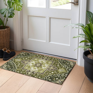 Piper Looms Chantille Oriental ACN1036 Olive Machine Washable Area Rug Scatter Lifestyle Image Feature