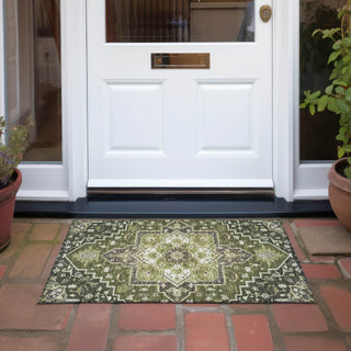 Piper Looms Chantille Oriental ACN1036 Olive Machine Washable Area Rug Scatter Outdoor Lifestyle Image Feature