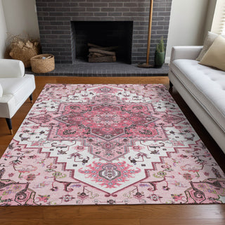 Piper Looms Chantille Oriental ACN1036 Pink Machine Washable Area Rug Lifestyle Image Feature