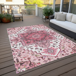Piper Looms Chantille Oriental ACN1036 Pink Machine Washable Area Rug Outdoor Lifestyle Image Feature