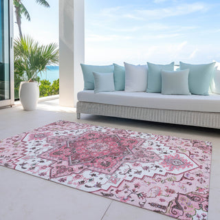Piper Looms Chantille Oriental ACN1036 Pink Machine Washable Area Rug Outdoor Lifestyle Image Feature