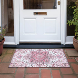 Piper Looms Chantille Oriental ACN1036 Pink Machine Washable Area Rug Scatter Outdoor Lifestyle Image Feature