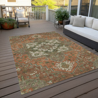 Piper Looms Chantille Oriental ACN1036 Rust Machine Washable Area Rug Outdoor Lifestyle Image Feature