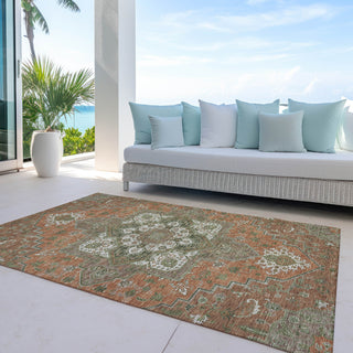 Piper Looms Chantille Oriental ACN1036 Rust Machine Washable Area Rug Outdoor Lifestyle Image Feature