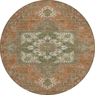 Piper Looms Chantille Oriental ACN1036 Rust Machine Washable Area Rug Round Main Image
